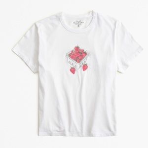 Abercrombie & Fitch Women’s Short-Sleeve Strawberry Graphic Skimming Tee